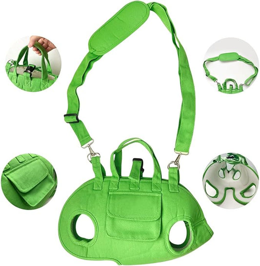 Snowlove Foldable Pets Outdoor Travel Carrier with Legs-Out Holes and Walkable Harness,Hand-Held & Shoulder Carry Pets Soft-Sided Carriers, Dog and Cats Carrier Slings(Green, Small)