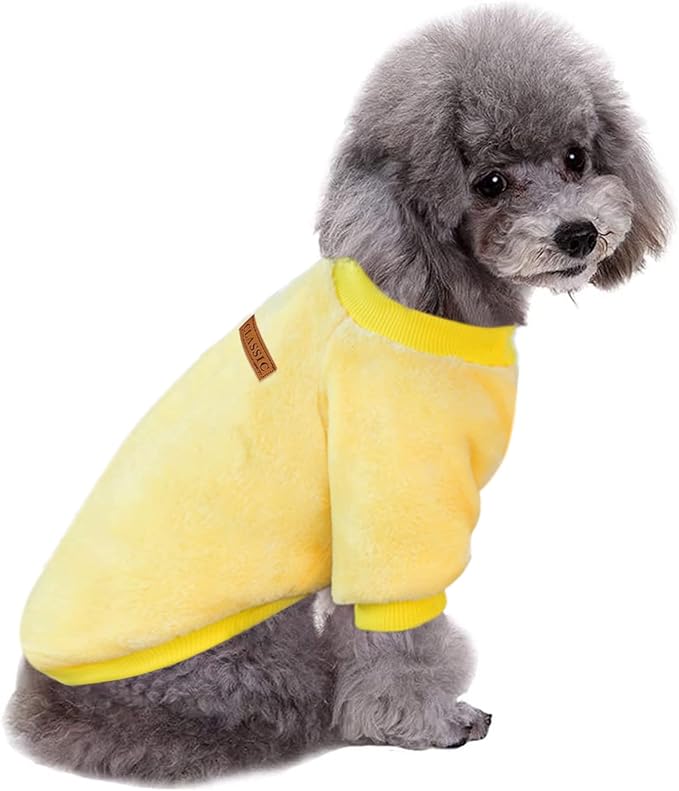 Jecikelon Pet Dog Clothes Dog Sweater Soft Thickening Warm Pup Dogs Shirt Winter Puppy Sweater for Dogs (Z01-Yellow, Medium)