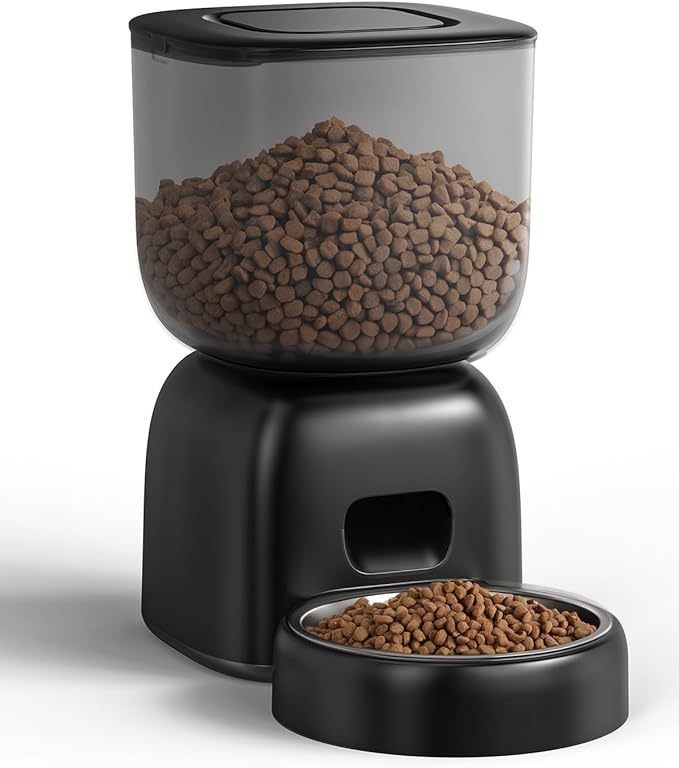 Automatic Cat Feeder, 3L Cat Food Dispenser Battery-Operated with 180-Day Battery Life, Timed Pet Feeder for Cats and Dogs, Desiccant Bag, Programmable Portion Control, 10s Voice Recorder