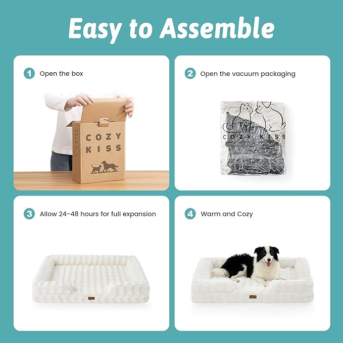 Faux Fur Orthopedic Dog Bed, Pet Couch for Medium Dog, Big Supportive Foam Bolster Sofa with Waterproof Lining Cover, Anti-Slip, Soft, Warm, Washable, C-Shaped, 30x20x6.5 inch, Beige