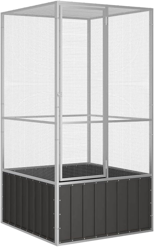Metal Steel Large Bird Cage for Budgies, Pigeons, Galvanized Steel Birdcage Aviary House, 43.7"x42.1"x83.3", Anthracite,-669