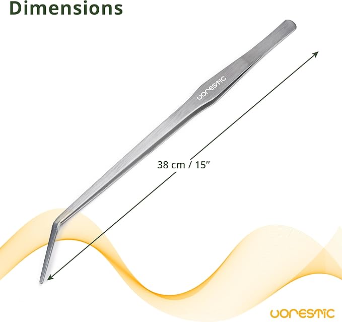 VORESTIC 15 Inches Heavy Duty Reptile Feeding Tongs, Curved Aquarium Tweezers, Reptile Tongs, Fish Feeding Tongs, Reptile Feeding Tweezers, Long Tweezers for Aquarium and Terrarium