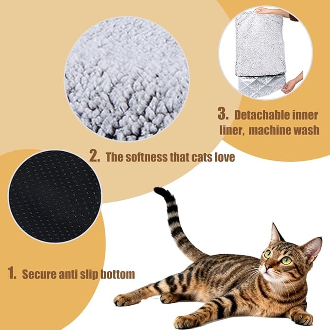 Self Heating Cat Bed Advanced Extra Warm Thermal Pet Pad Pets With Removable Cover Non-Slip Bottom Washable Non Electric Warming Cat Bed Non Electric Warming Pad Dog Outdoor Gray 19.68*27.56 Inch