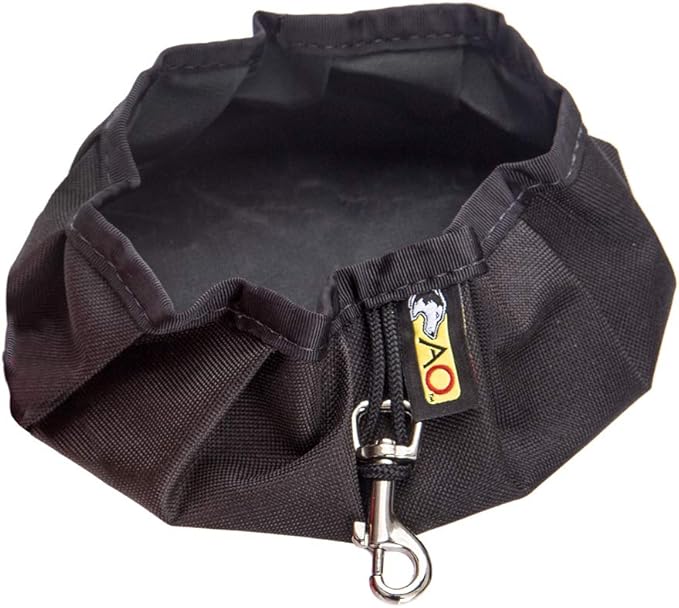 Portable Water Bowl for Dogs - Hiking, Running, and Walking - Free Monogram - Handmade in The USA! (Black)