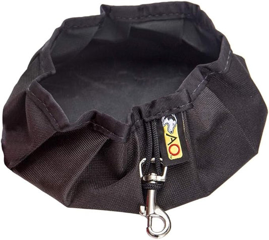 Portable Water Bowl for Dogs - Hiking, Running, and Walking - Free Monogram - Handmade in The USA! (Black)
