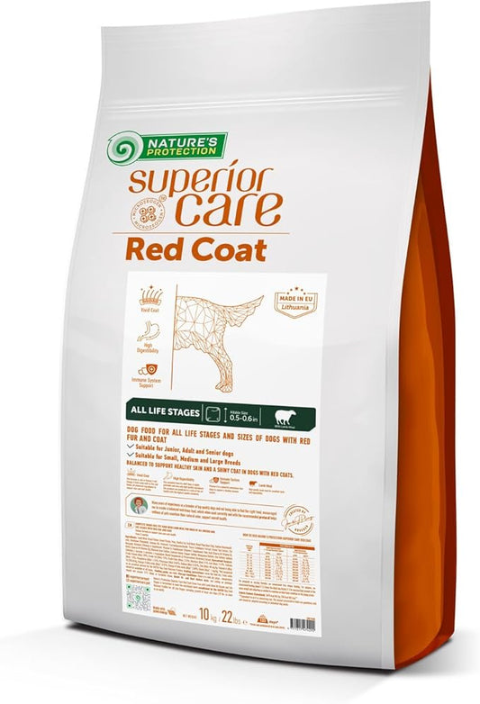 Nature's Protection Dry Dog Food for Small, Medium & Large Breed - High Protein, Grain Free Tear Stain Diet - Dog Kibble for Puppy & Adult Dogs with Red Fur (Superior Care - Lamb, 22 lb)