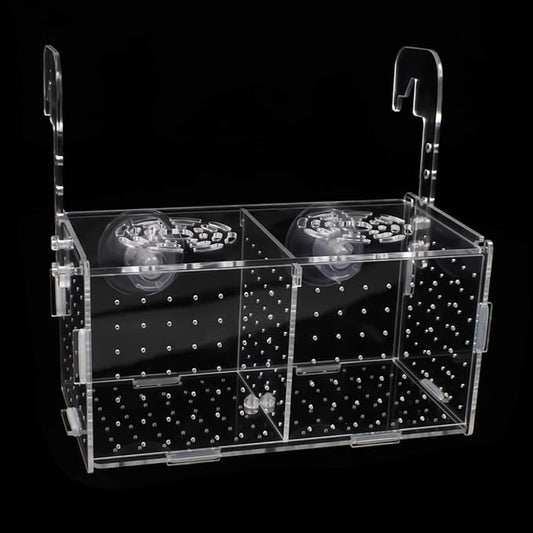 Fish Breeding Box for Aquarium Acrylic Fish Tank Breeder Divider Box with Suction Cups Transparent Hatchery Hanging Incubator for Fishes Shrimp Clownfish and Guppy 7.2" x 3.5" x 3.3"