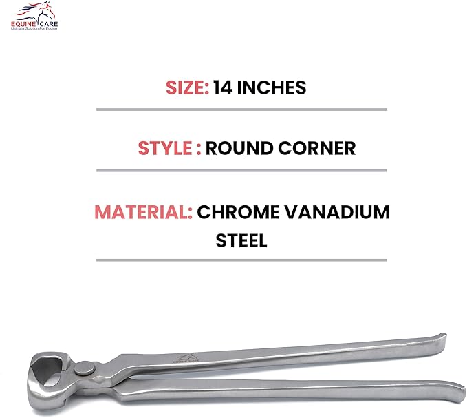 Equine Care 14-Inch Hoof Nipper – Professional Farrier Hoof Nipper Chrome Vanadium Steel | Heavy-Duty Horse Hoof Trimmer with Sharp Precision Blades, High Leverage & Comfort Grip