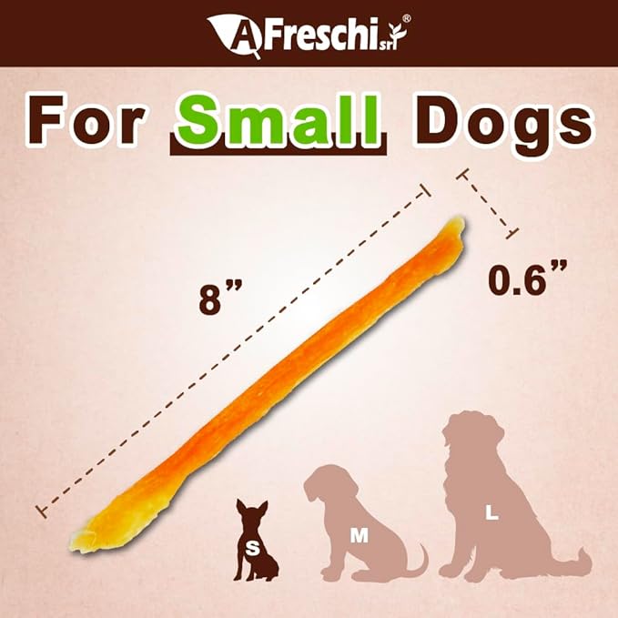 AFreschi Turkey Tendons for Dogs, USA-Sourced, Healthy Dog Treats, Rawhide-Free Puppy Chews, Long Lasting, All Natural, Hypoallergenic Dog Treats for Small Breeds, 3.53 oz Pack Strips