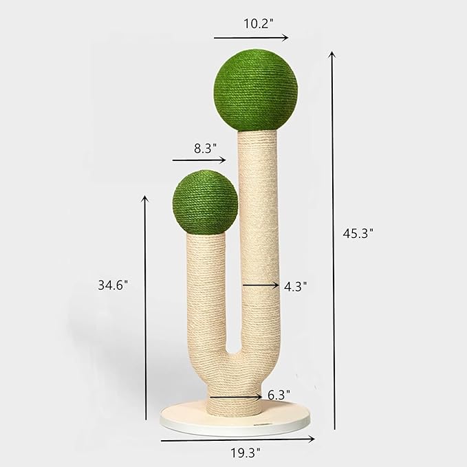 SHENGOCASE Aesthetic Modern 45.3" Tall and Large Themed Cactus Cat Tree Tower Cat Climbing Scratching Post Sisal, Ball Scratcher