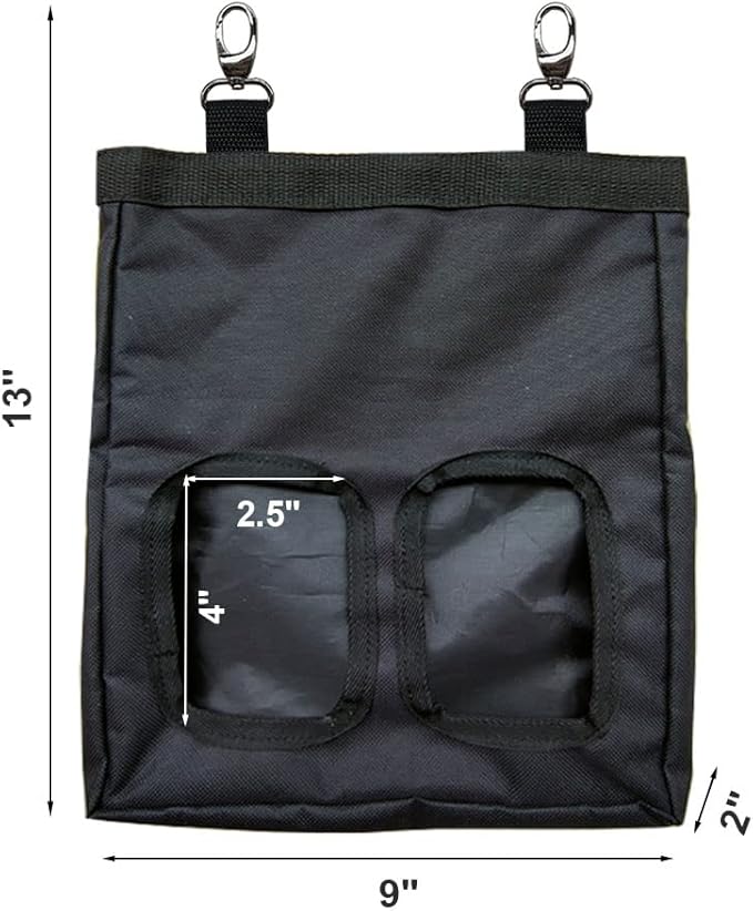 Guinea Pig Hay Feeder, Hanging Rabbit Hay Feeder Bag for Guinea Pigs Bunnies Chinchillas. PureBlack, 2 Count