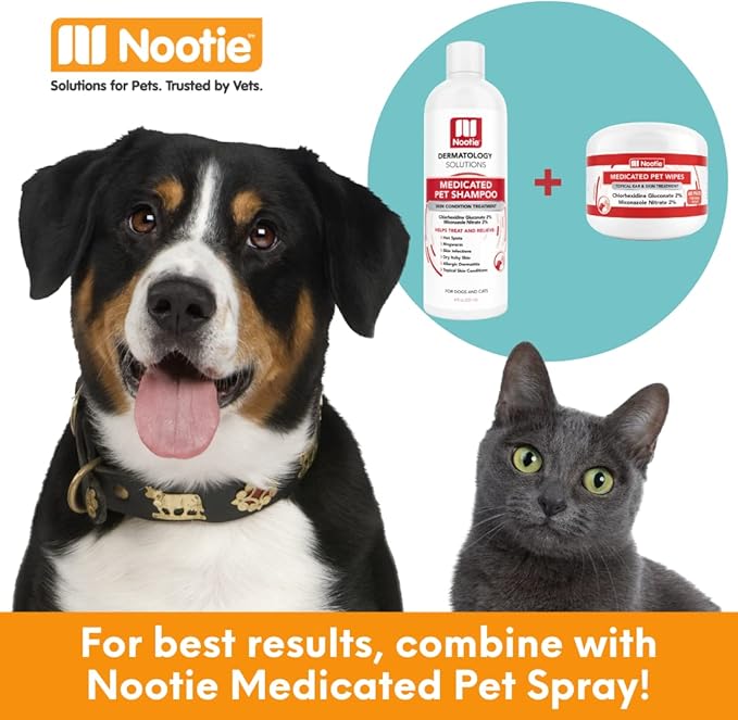Nootie Medicated Pet Wipes With Chlorhexidine & Miconazole for Dogs & Cats - 2" Small, 60 Count - Sold in Over 10,000 Vets & Pet Stores