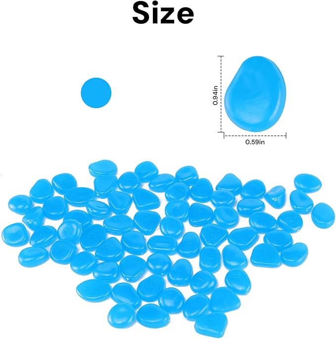 Oubest Fish Tank Rocks Glow Blue/Glow in The Dark Pebbles for Garden/Fish Tank/Aquarium/Plant Pots/Bonsai Walkway/Driveway 200pcs