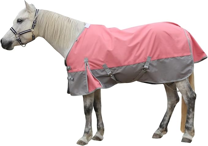 LEAFOREST 1200D Horse Blanket Waterproof Breathable Turnout (no Filling) Standard Neck Horse Sheet Pink Grey 75IN