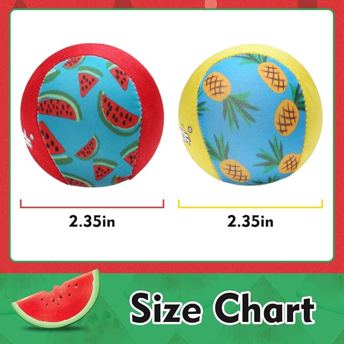 PUPTECK Floating Dog Pools Water Toys, Bouncing Balls 2 Pack for Summer Swimming Pool Games, Interactive Puppy Training Toy with Cute Pineapple and Watermelon Pattern