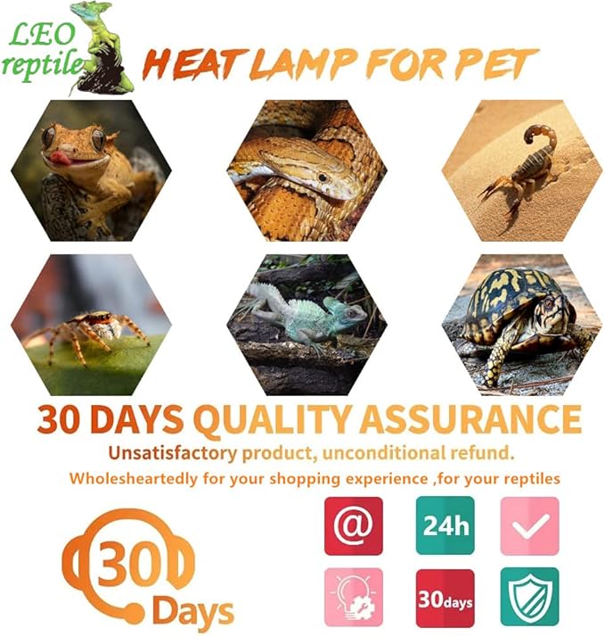 Leoterra 75w Heat Lamp Bulbs Day and Night Heat Lamp Bulbs Combo Pack, Dimmable Heat lamp for Reptiles, E26 Base,Easy to Install,Long-Lasting Reptile Heating Bulb