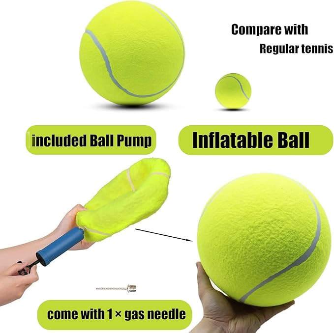 Magicorange 4 Pack 9.5 inch Giant Tennis Ball Large Dog Tennis Ball Pet Balls for Dogs for Outdoor/Indoor Sports Dog Gift with Needle (Multicolor, 9.5 inch)