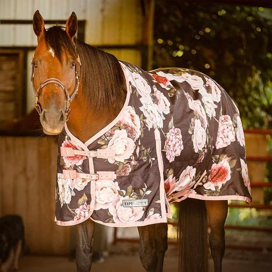 Jeffers Expression 1200 Denier Standard Neck Turnout Blanket, Rose Garden, 81" - Waterproof, Breathable Horse Blanket with 240 gram of Polyfill, Ideal Protection for Winter, Medium Weight