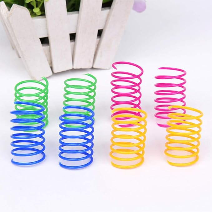 Andiker Interactive Cat Spiral Creative Spring Toy to Kill Time and Keep Fit, Sturdy and Heavy Plastic for Swatting, Biting, Hunting Kitten Toys, Colorful, 12 pcs