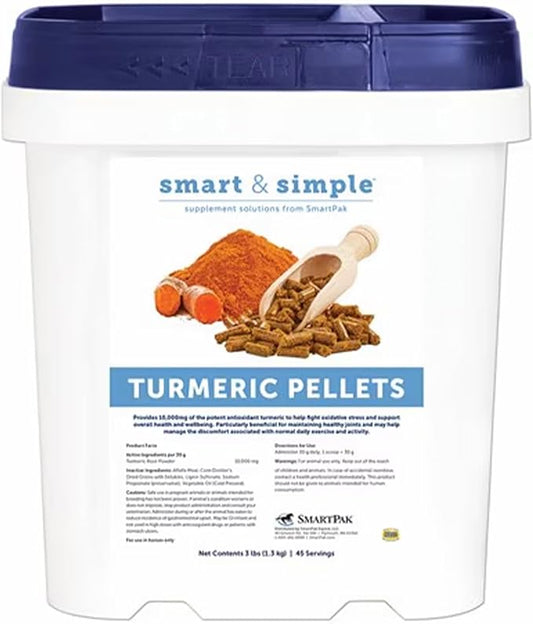 Smart & Simple Turmeric Pellets | Daily Joint Support for Working Horses | Helps Against Oxidative Stress | 10,000 mg of Turmeric | 180 Servings | 12 lb Bag