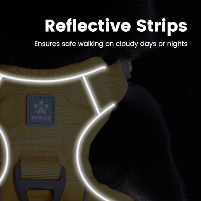 Pawaii Dog Harness (Medium, Pineapple Yellow), Soft Padded, No-Choke, Reflective, Digital ID Tag, Adjustable, for Daily Walking or Training
