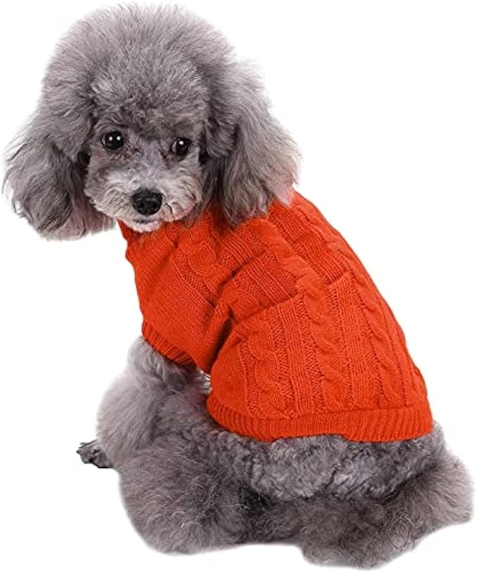CHBORCHICEN Small Dog Sweaters Knitted Pet Cat Warm Dog Sweatshirt Winter Clothes Kitten Puppy Sweater (XX-Small, Orange)