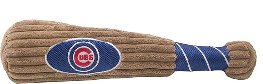 MLB Chicago Cubs Baseball Bat Toy for DOGS & CATS. Soft Corduroy Plush Dog Toy with Inner SQUEAKER, MLB Chew Toys for Dogs or Cats. Durable Fun Interactive Dog Toy with Team Names and Logo