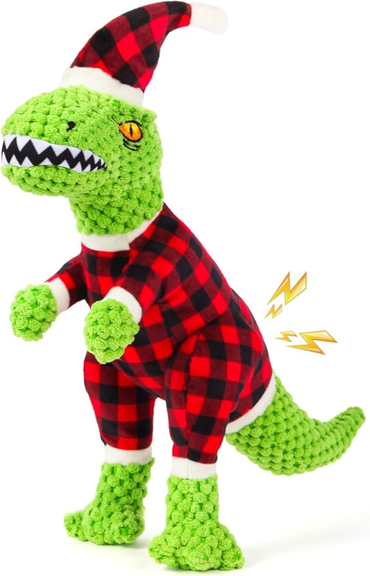 Christmas Dog Toy for Large Breeds - Squeaky Plush Tug of War Toy with Crinkled Paper - Stuffed Animal to Keep Dogs Busy