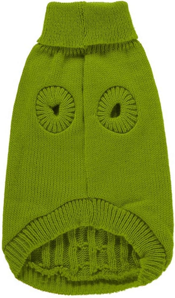 Small Dog Sweaters Knitted Pet Cat Warm Dog Sweatshirt Winter Clothes Kitten Puppy Sweater (Large,Light Green)