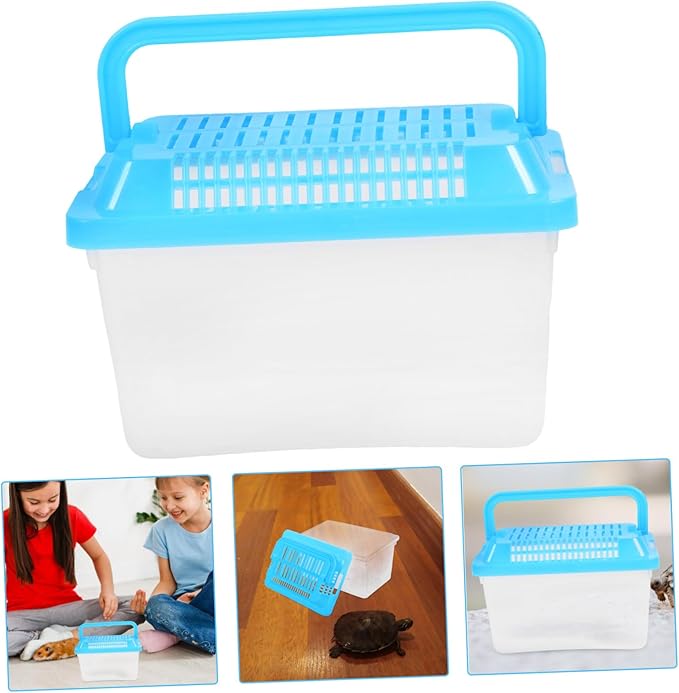 Plastic Turtle Fish Tank Transparent Plastic Tank Reptile Carrier Reptile Feeding Tank Glass Containers Amphibia Container Terrarium Hamster Cages Reptiles Commodity Mini