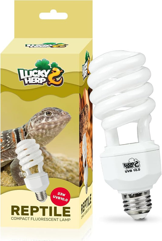 LUCKY HERP UVA UVB Reptile Light 10.0, Desert UVB 150 Compact Fluorescent Lamp, UVB Light for Reptiles 23W, UVA UVB Reptile Light Bulb, UVB Bulb for Reptiles Bearded Dragons Lizards Tortoises Snakes