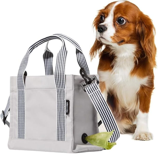 Dog Walking Bag Crossbody Tote and Dog Treat Pouch with Built-in Poop Bag Dispenser