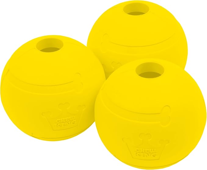 Chew King Flavored Rubber Ball Collection, 2.5 Inch Chicken Flavor Rubber Balls 3-Pk