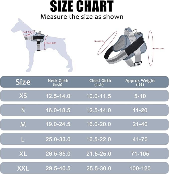Bolux Dog Harness, No-Pull Reflective Dog Vest, Breathable Adjustable Pet Harness with Handle for Outdoor Walking - No More Pulling, Tugging or Choking (Blue, XXL)