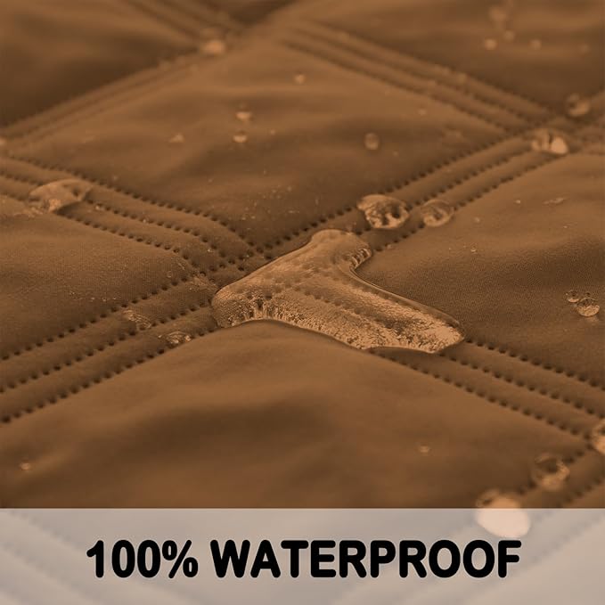 fuguitex Waterproof Dog Blanket Reversible for Small Dogs Resistant Leakproof Washable Couch Cushion Bed Protector Cover for Indoor Furniture Pet Friendly（82"*102",Brown+Brown