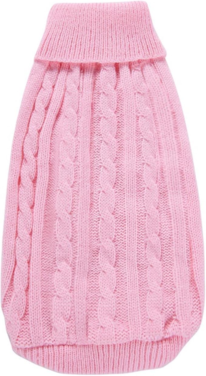CHBORCHICEN Small Dog Sweaters Knitted Pet Cat Warm Dog Sweatshirt Winter Clothes Kitten Puppy Sweater (XX-Small, Pink)