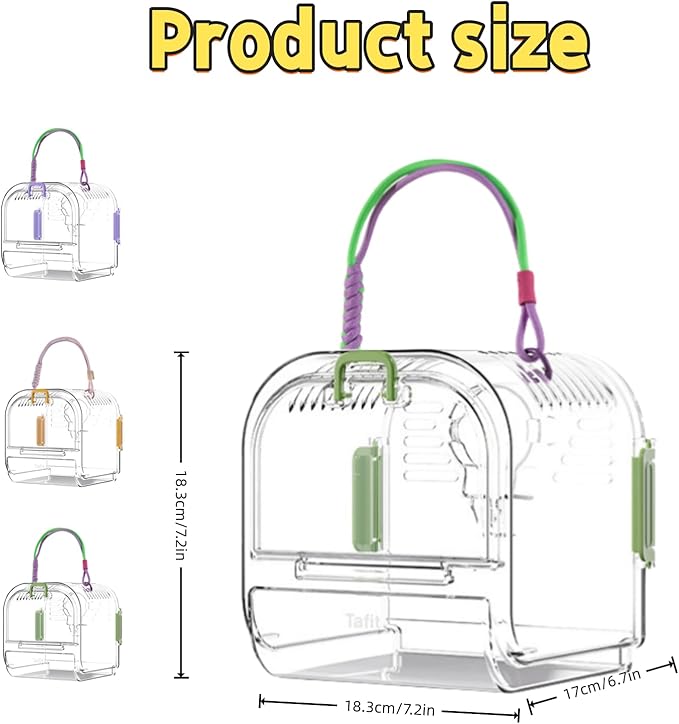Portable Plastic Bird Cages，Travel Bird Cage,Lightweight Waterproof Ventilated Small Bird Cage,Outdoor Use Easy to Carry,for Small Birds, Budgies and Pet Birds (Green, B)