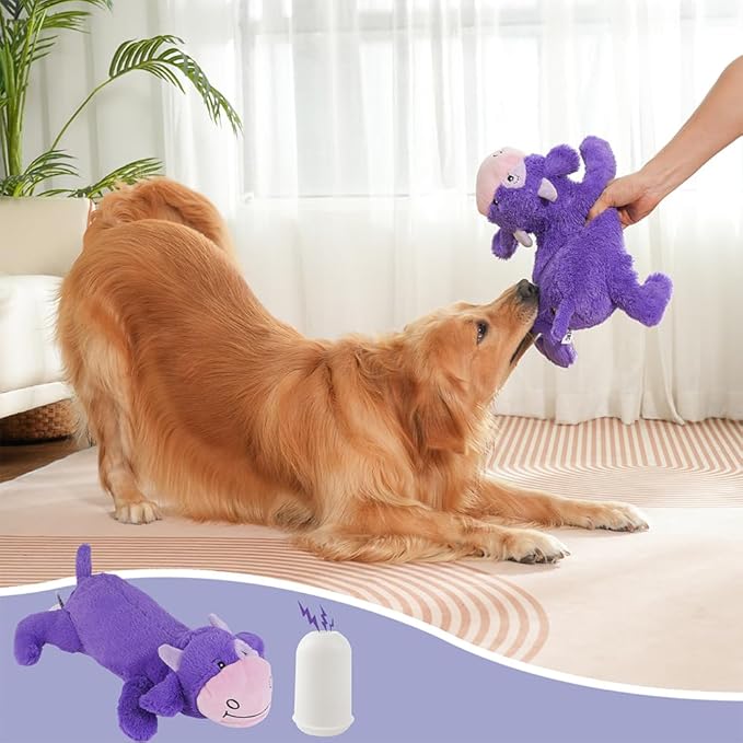 Hero Giant Chuckles Plush Dog Toy - Dog Squeaky Toys - Durable Toy with Grunt Squeaker, XL, Cow