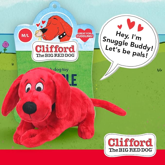 Clifford® Snuggle Buddy 14" Plush Dog Toy | Cozy Dog Stuffed Animals Play Toy for Medium to Large Dogs | Comfort, Squeakers, Crinkle, Interactive Bonding