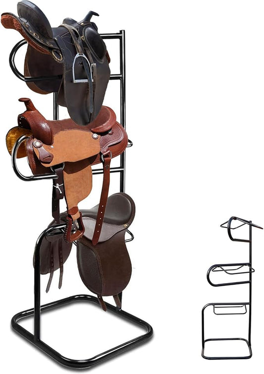 3 Tier Saddle Rack,Heavy Duty Rotatable Saddle Stand for English and Western Saddles,Horse Tack Storage for Horse Stall,Stable,Tack Room, Garage, Equestrian Shop