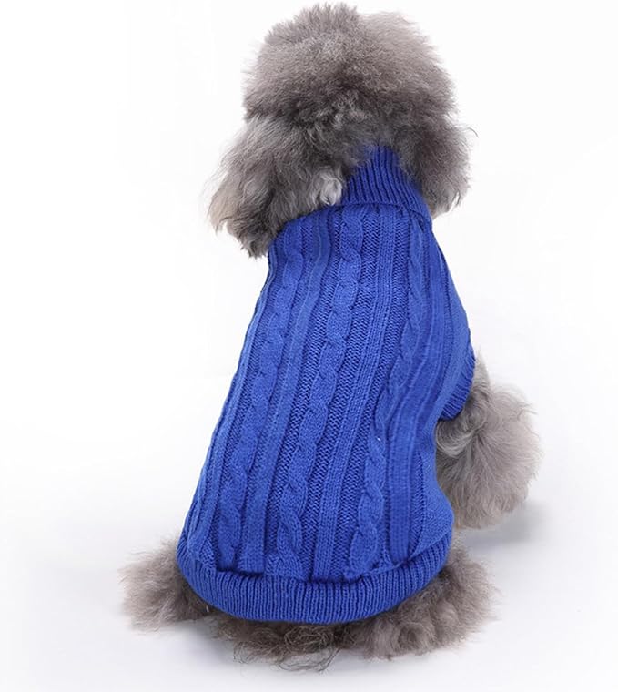 Small Dog Sweaters Knitted Pet Cat Warm Dog Sweatshirt Winter Clothes Kitten Puppy Sweater (X-Small,Dark Blue)