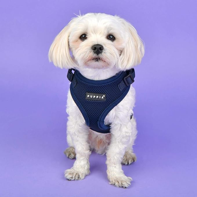 Authentic Puppia RiteFit Harness with Adjustable Neck, Navy, Large