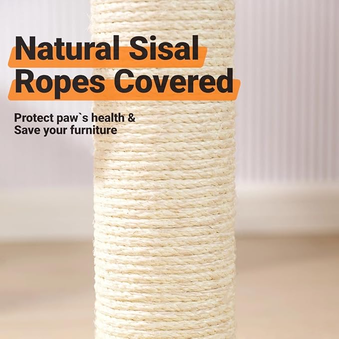 Happi N Pets 22" Cat Scratching Posts for Indoor Cats, Carpet Cat Scratch Post, Sisal Cat Scratcher, Cat Post with Rotatable Hanging Balls & Stable Base, Cat Scratchers for Kittens-Smoky Gray