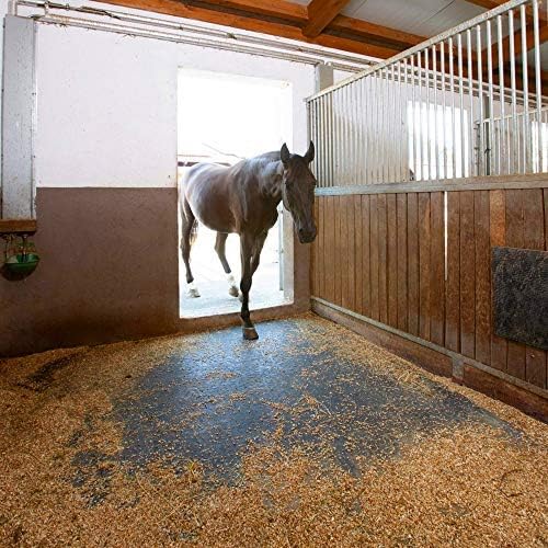 American Heavy Duty Stall Tiles - Thick, Durable Rubber Flooring - Solid Black 8' x 20' Set 1/2" Thick (40 Tiles Total)