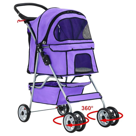 BestPet Pet Stroller Cat Dog Cage Stroller Travel Folding Carrier