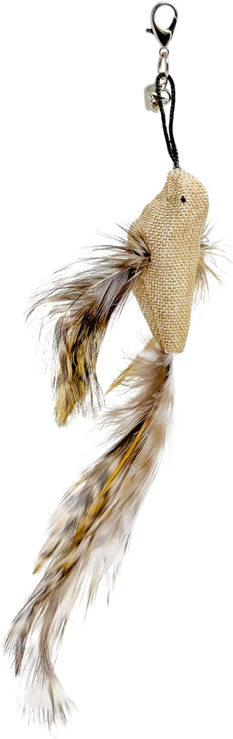 Whiskertons Interactive Bird Simulation Cat Toy Set, Interactive Cat Toys for Indoor Cats, Cat Feather Toy, Self-Holding Suction Base, 5 Replacement Birds, Feathers & Bells (5 Replacement Birds)