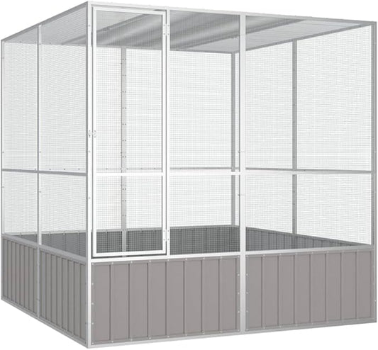 Steel Bird Cage, Large Flight King Bird Cage, Gray 84.1"x85.6"x83.3"