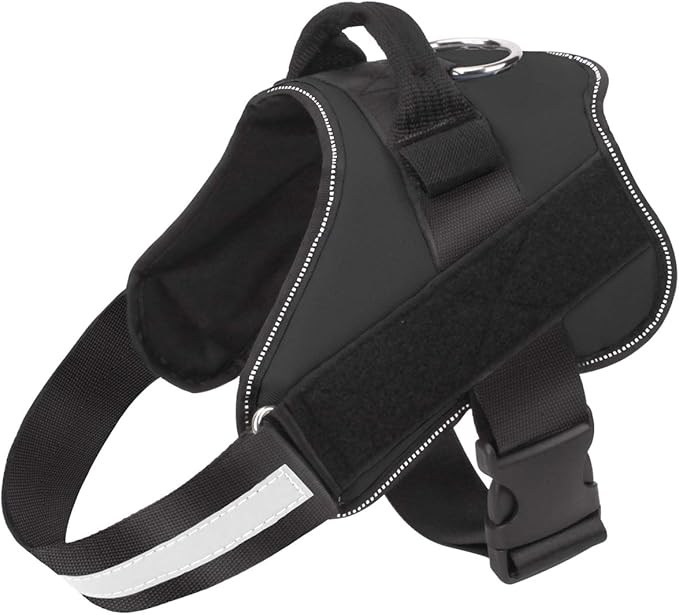 Bolux Dog Harness, No-Pull Reflective Dog Vest, Breathable Adjustable Pet Harness with Handle for Outdoor Walking - No More Pulling, Tugging or Choking (Black, XXL)