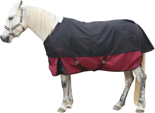 LEAFOREST 1200D Horse Blanket Turnout Rain Sheet Waterproof Breathable Wind Proof Medium Weight Blankets (No Fill) Mid Sheet in The Barn, Stable, Stall, Pasture, Paddock BlackRed 84 inches