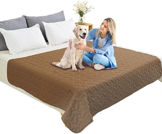 Ameritex Waterproof Pet Bed Cover Anti-Slip Dog Bed Blanket for Sofa and Furniture Waterproof New Pattern Design (Camel, 82x120 Inch (Pack of 1))